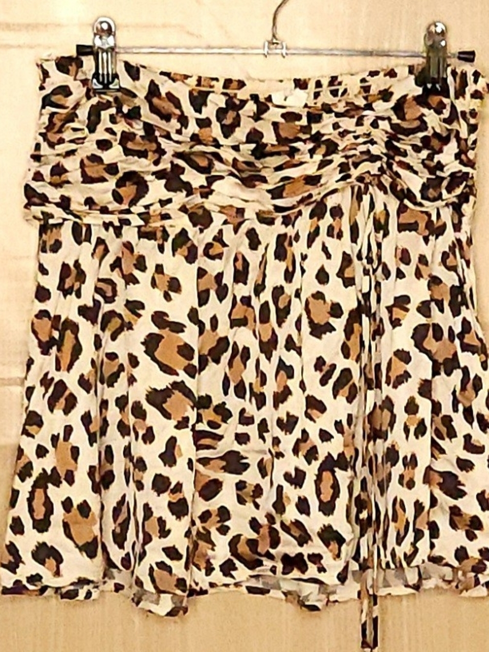 Aerie women’s brown black tan silky leopard print pull on mini skirt mediuim